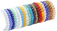 CASDAN 21PCS 8mm Colorful Glass Beaded Stretch Bracelets for Women Men - Handmade Elastic Crystal Bead Jewelry Set