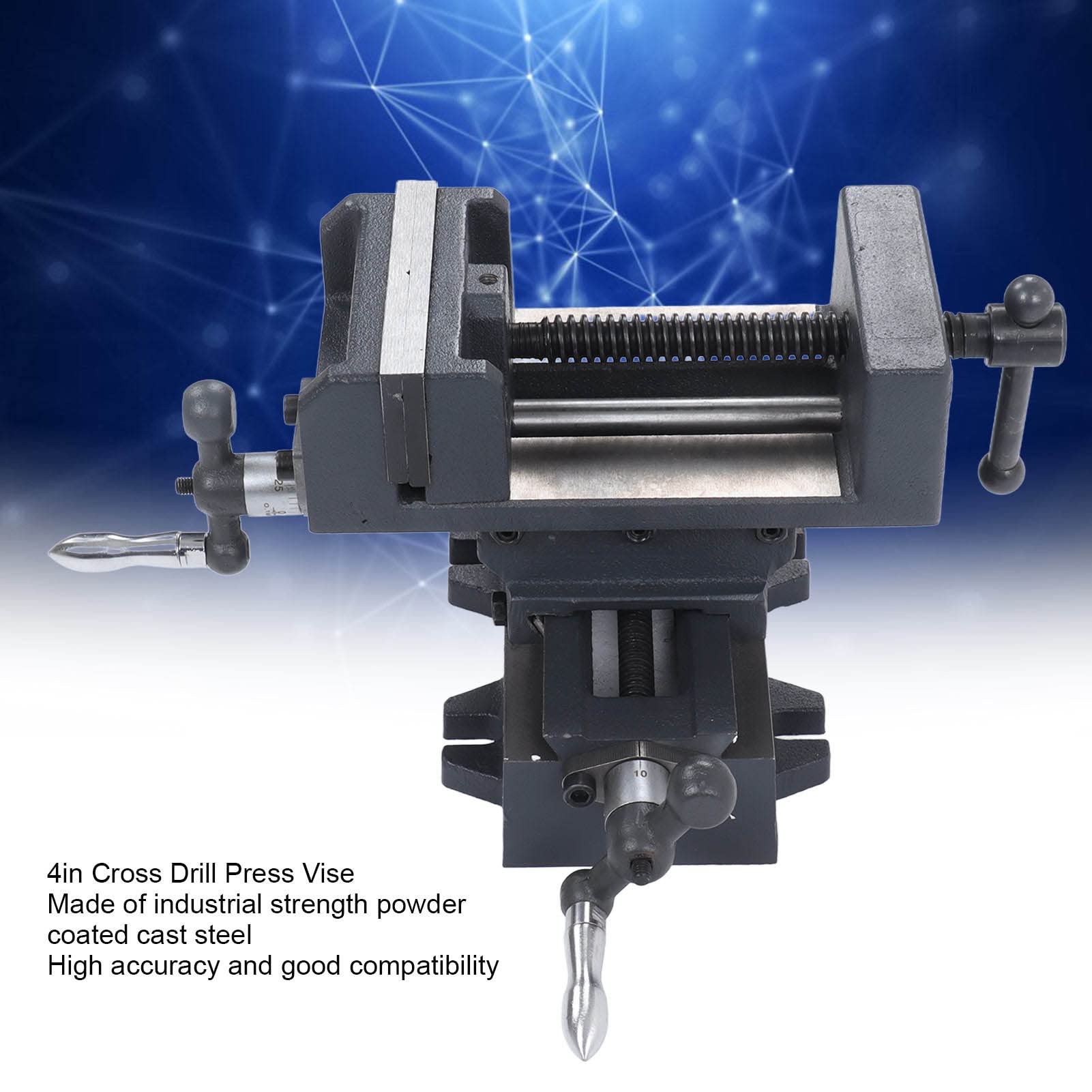 FLEXMAN 4in Cross Slide Drill Press Vise, Cast Steel Bench Vise for Industrial Equipment, Drilling Milling Machine