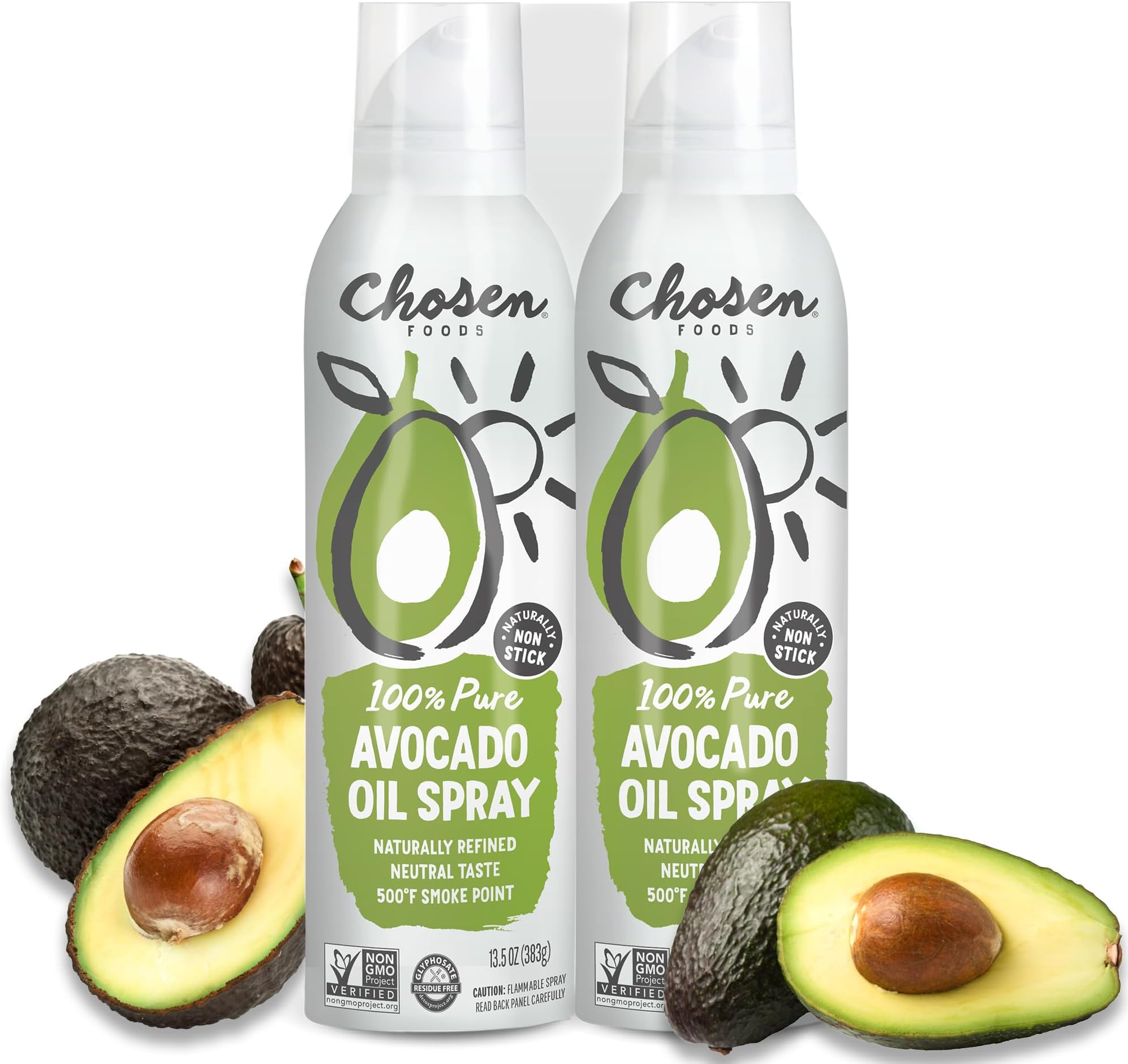 Chosen Foods 100% Pure Avocado Oil Spray 13.5 oz, 2 Pack