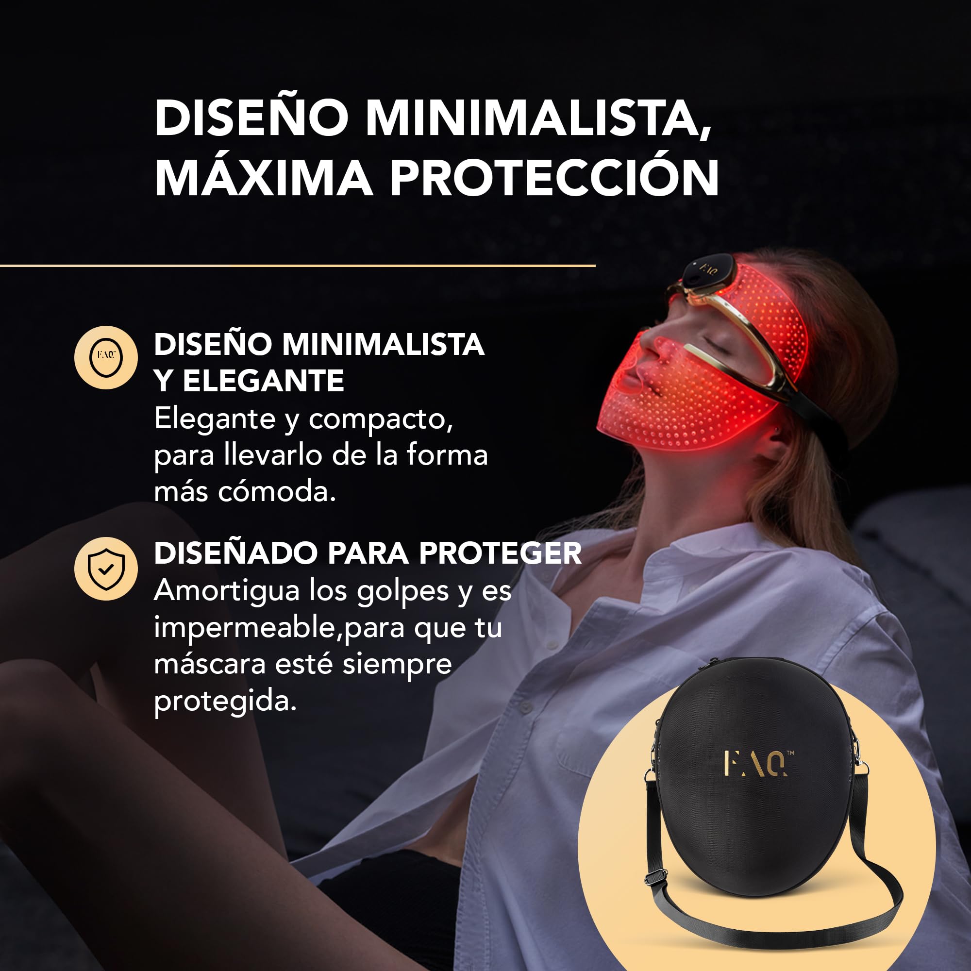 FAQ 200 Estuche de viaje - Funda duradera para las máscaras faciales de luz LED de skincare 201 202 - Estuche ligero para máscara LED para tratamientos antiedad