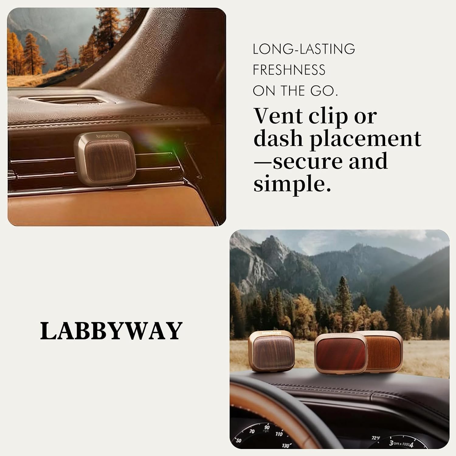 Vent Clip Car Air Freshener Diffuser,Wood Aroma Starter Kit with Refills image 2