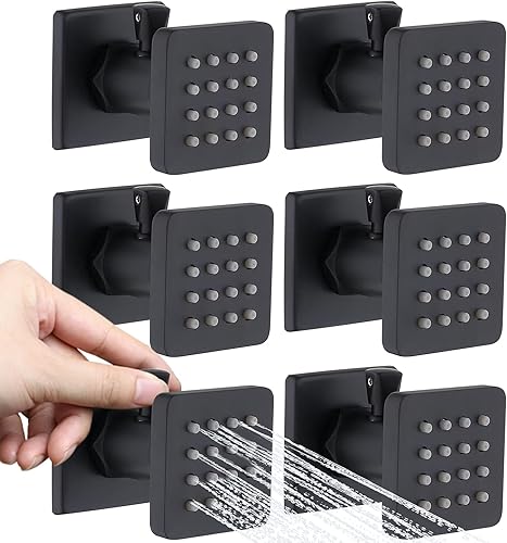 Miniatura 81 de Chorros de ducha cuadrados de oro cepillado con control de flujo y giratorio, chorros de masaje de agua ajustables de latón macizo, montaje en pared