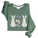 Florals Blue Bunny Sweatshirt Easter Bow Sweatshirt