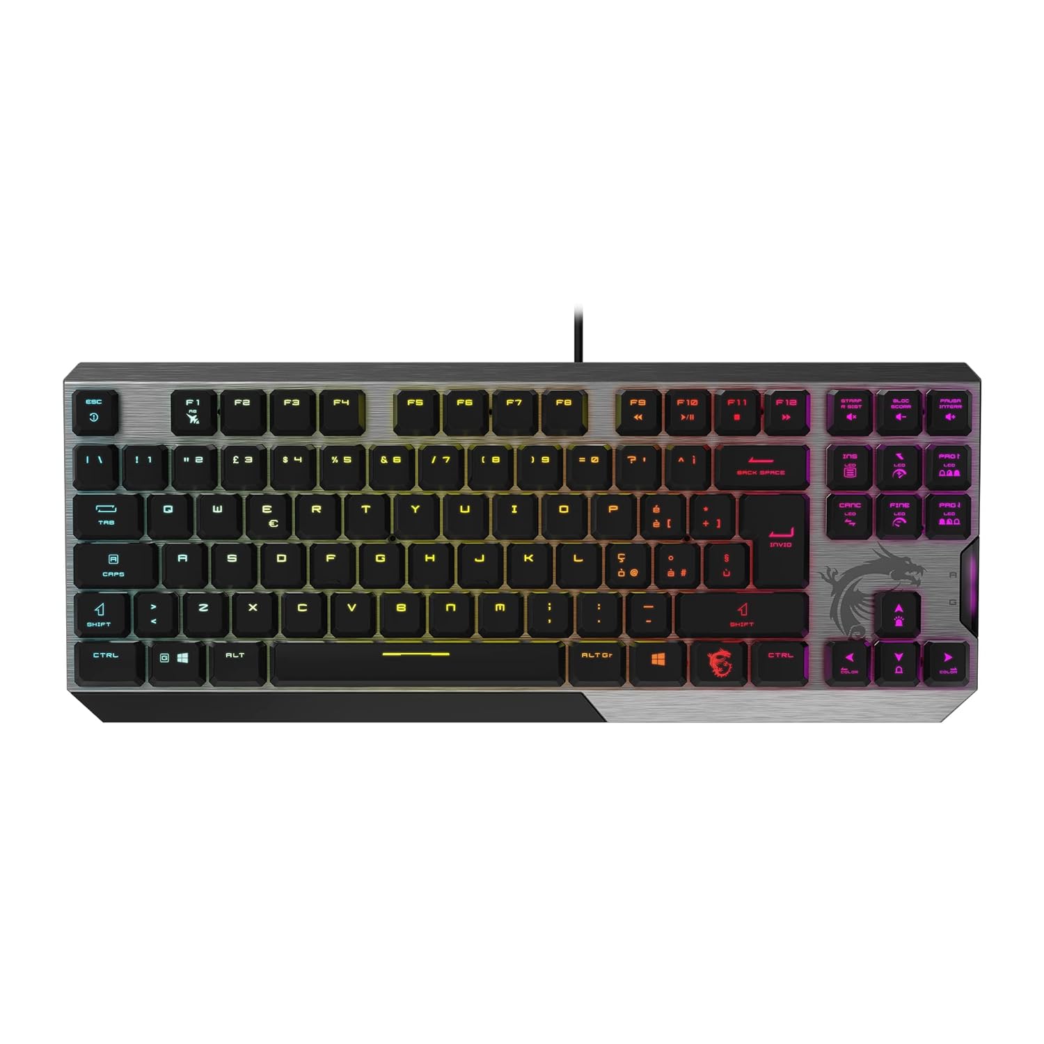 MSI Vigor GK50 Low Profile IT TKL 80 Mechanical Gaming Keyboard Kailh LP White RGB Mystic Light LED
