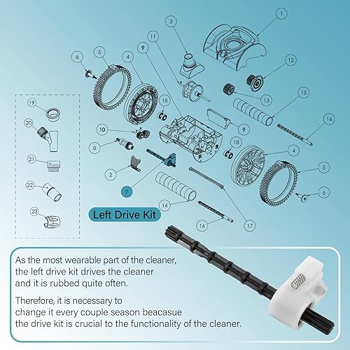 Miniatura 4 de Upgrade 360289 - Kit de accionamiento izquierdo para Kreepy Krauly Warrior Rebel limpiador de piscinaeje de accionamiento de vacío