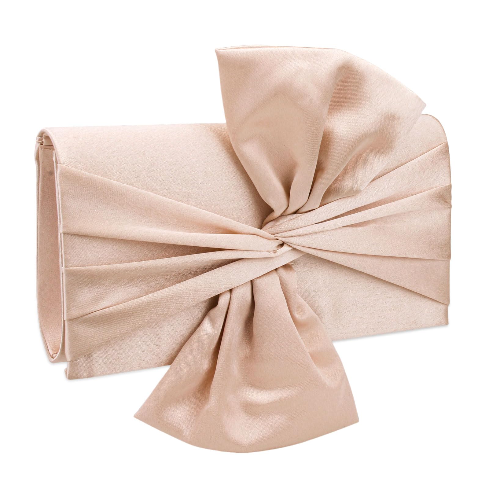 YYW Bolsos de mano con lazo para mujer, bolso de noche, formal, vintage, de satén, para novia, boda, fiesta