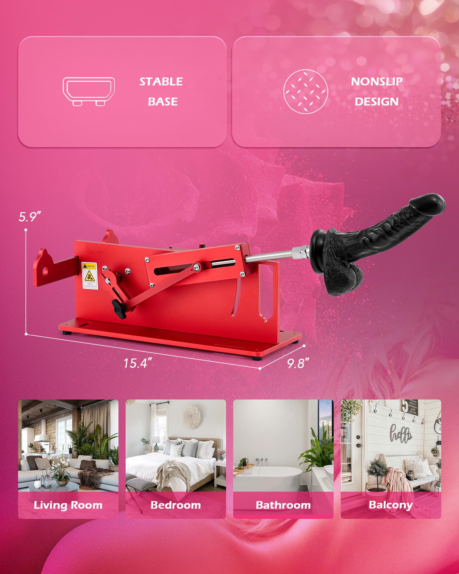 Y-NOT APP Controlled Automatic Thrusting Machine, Electric Dildo Machine with 14 Speeds & 6 Modes for Women Men Couples, Adjustable Adult Sex Toy with Attachments for Vaginal Anal Masturbation, Black: Red Remote Control