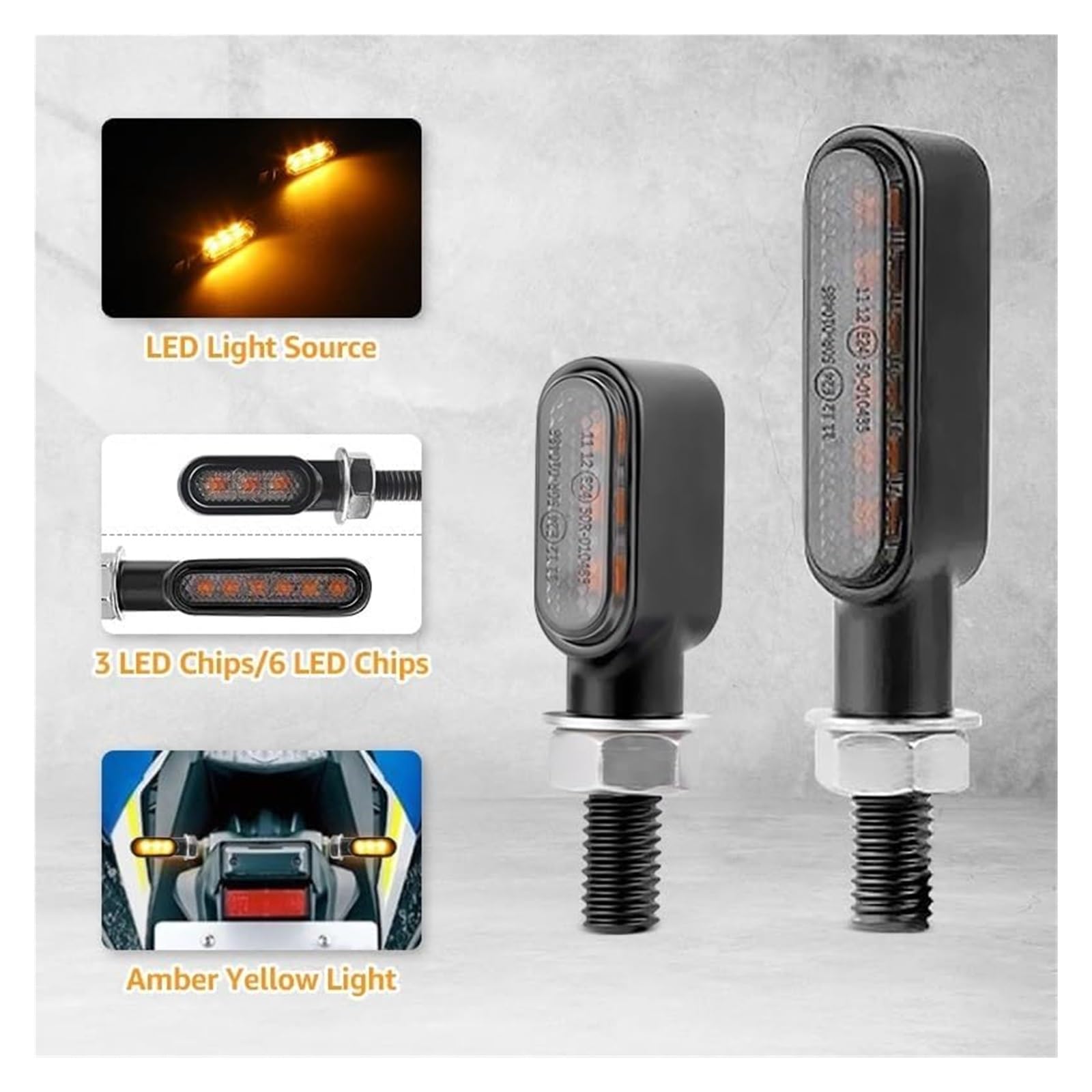 Indicatore Direzione Anteriore per Yamaha Indicatore di direzione per Moto 12V 8mm LED Indicatori Luci Lampeggianti 3LED 6LED(6LED-4 PCS)