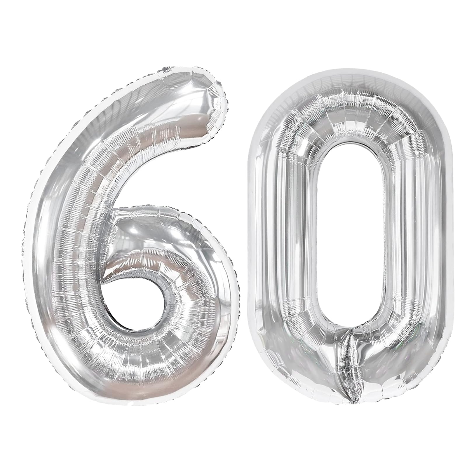 Sliver 60 Balloon - Number Balloon 40 Inch, 60th Sliver Decorations
