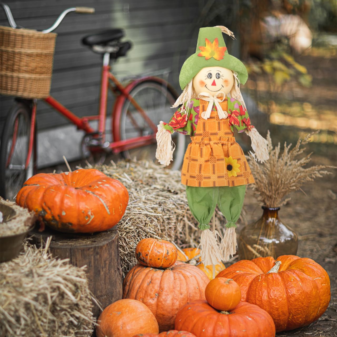 YARNOW Espantapájaros De Halloween para Jardín 26 Pulgadas Adorable Decoración Exterior para Fiesta De Acción De Gracias Patio Césped