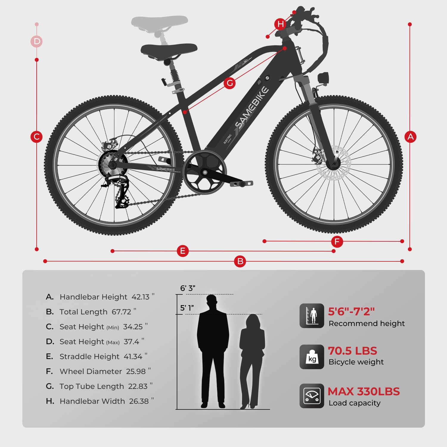 SAMEBIKE 27.5" Bicicleta Eléctrica Adulto 540Wh batería y Pantalla LCD 90km Autonomía y 250W Motor par de 50N·m 7 velocidades Electric Mountain Bike de Doble suspensión eBike para Commuting