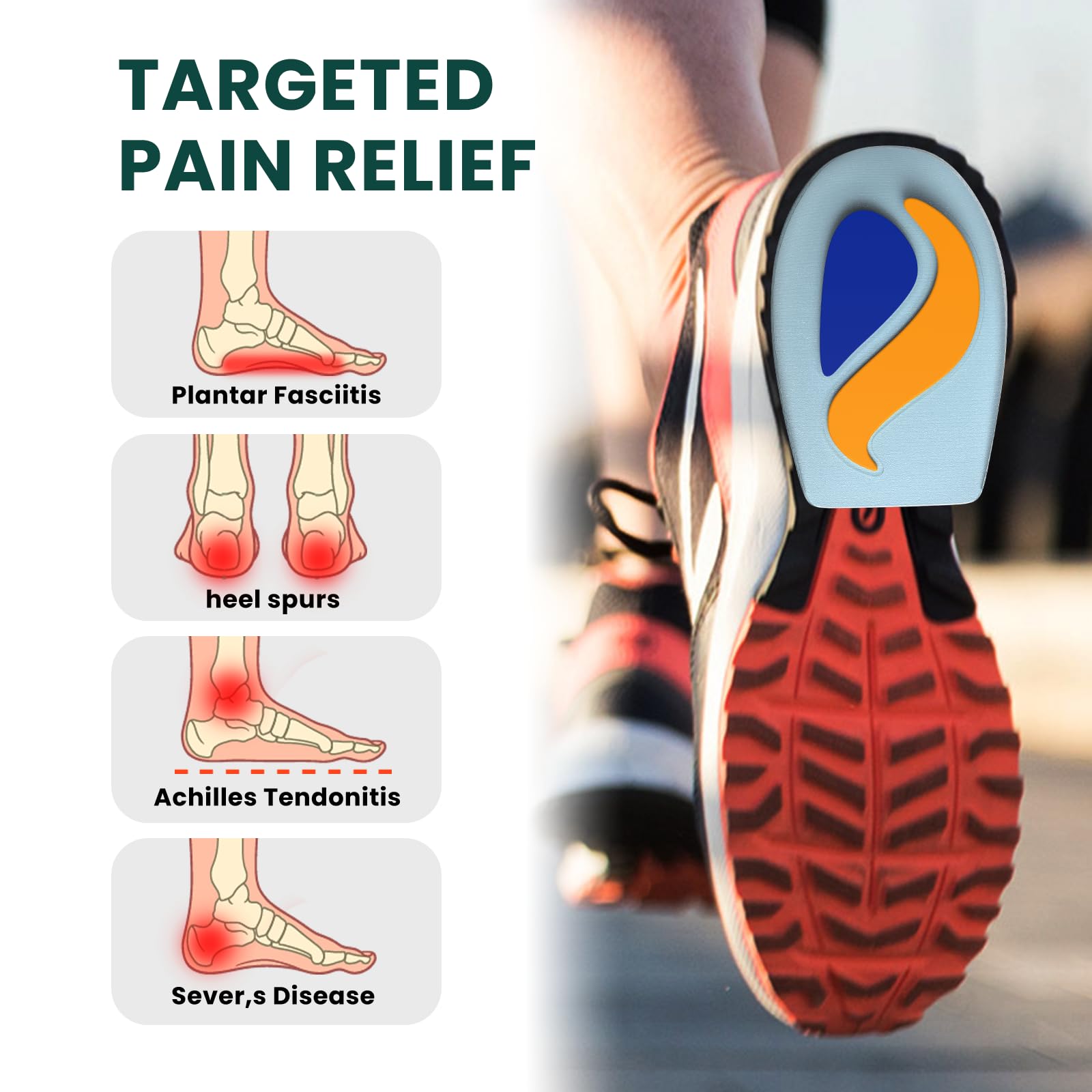 Taloneras fascitis plantar – Calota de talón de gel Welnove TPE cojín con absorción de impactos para aquilodinia y espolón calcáneo – Unisex (azul, L: mujeres 42-43, hombres 42-47)