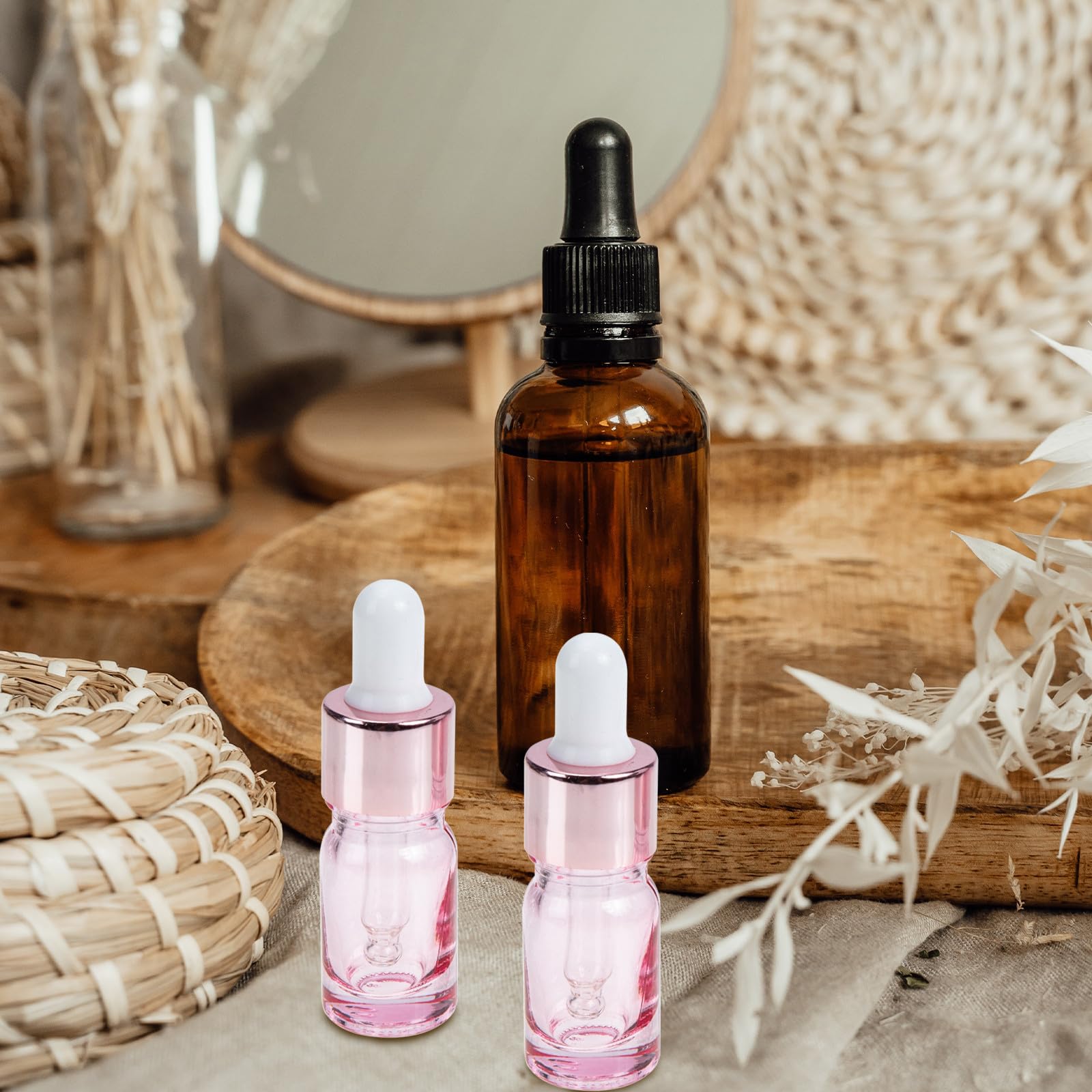 35 Stück Nachfüllbare 5ml Glasflaschen in Roségold mit Pipette Sichere und Wiederverwendbare Kosmetikflüssigkeitsbehälter für Reisen und Tägliche Schönheit