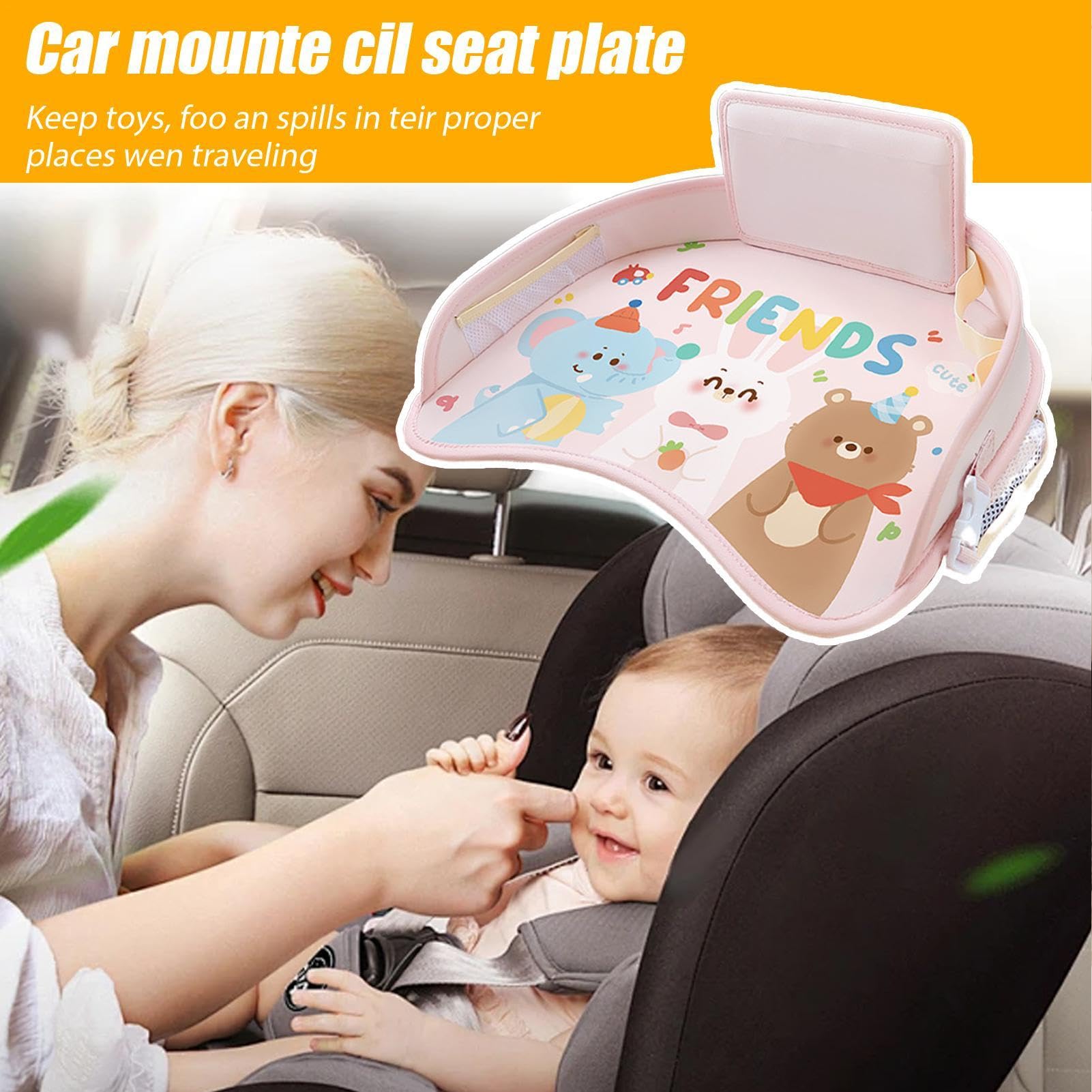Generico Vassoio per seggiolino Auto per Bambini, Vassoio per seggiolino Auto per Viaggi per Bambini | Vassoio per seggiolino Auto per Bambini Impermeabile per Cartoni Animati,Vassoio da Viaggio per