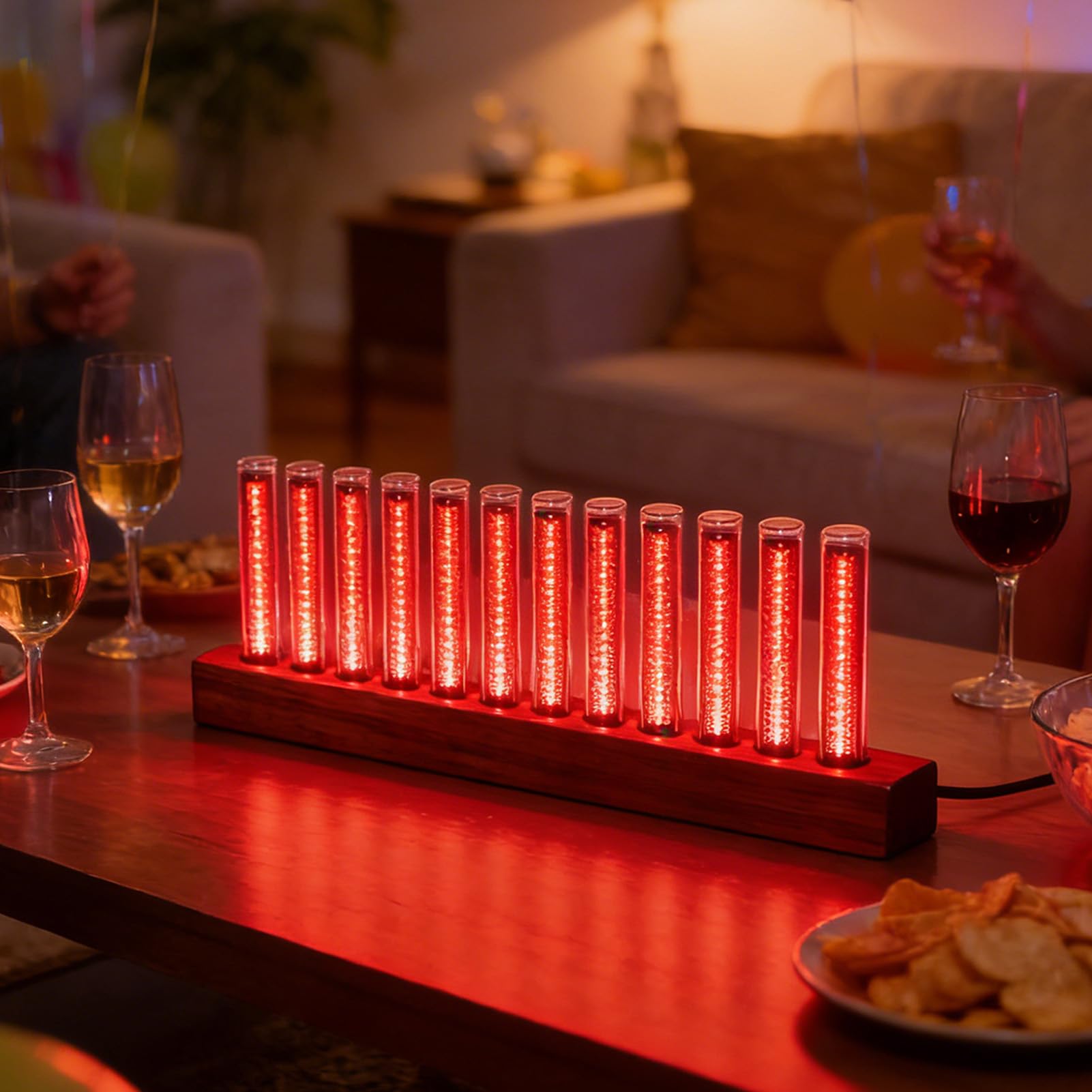 ASHATA LED Musikspektrum Anzeige, Heim Audio Spektrumanalysator Anzeige mit 12 Lichtröhren, Hochempfindliche Musik Rhythmus Lichtleiste, Einstellbare Farbhelligkeit