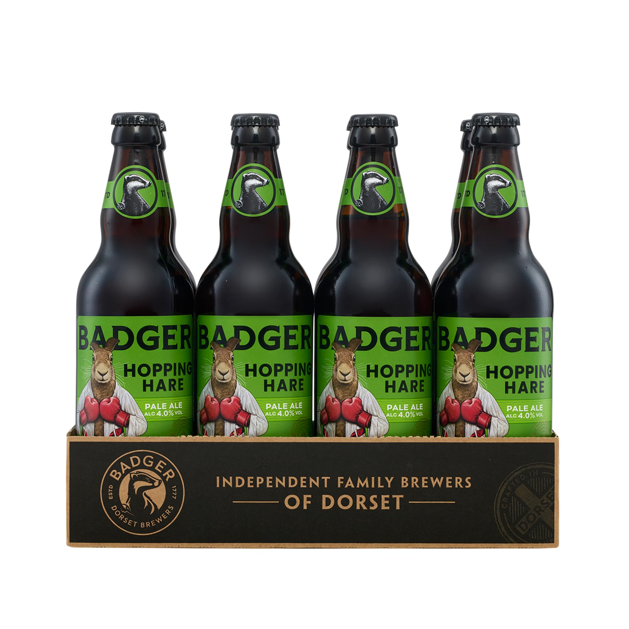 Badger Beers Hopping Hare Pale Ale with Citrus Hints | Hoppy & Refreshing Pale Ale | Case of 8 x 500ml Beer Bottles