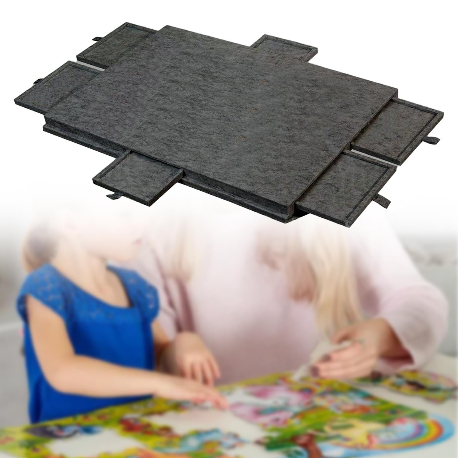 Mesa Rompecabezas Tablero de Fieltro Portátil con Cajones para Almacenamiento de Puzzles Y Montaje Seguro Adecuado para Entusiastas Y Decoración del H, Dark Gray S