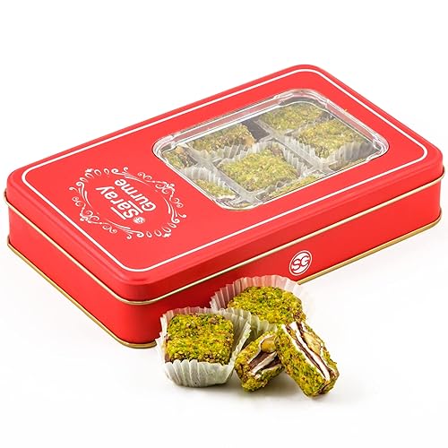 Delicia turca con caja de lata aperitivo gourmet de pistacho Dream dulces suaves vegetarianos postres auténticos lokoum regalo para Acción de