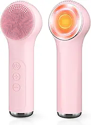 Escova de Limpeza Facial Elétrica 2 em 1 Recarregável de Silicone com Aquecimento e Vibração, Massageadora e Esfoliante Facial à Prova d’Água