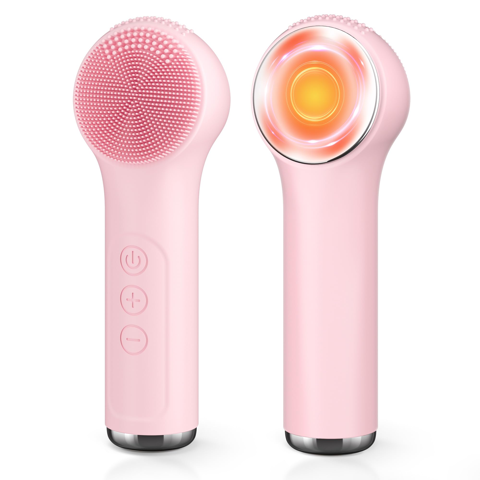 Escova de Limpeza Facial Elétrica 2 em 1 Recarregável de Silicone com Aquecimento e