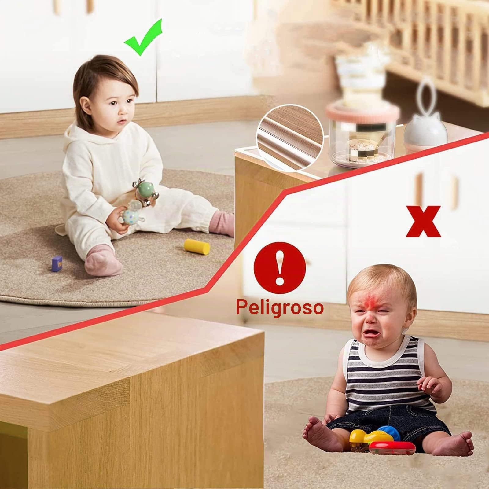 Transparente Tira Protectora Borde, Protectores para Esquinas y Bordes, Protector Bordes, Anticolisión Tira para Seguridad Bebés y Niños (4 m + 8 Angoli di protezione)