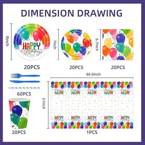 Miniatura 2 de 141 globos para decoración de fiesta de cumpleaños  Vajilla, suministros de fiesta, platos y servilletas, tenedores, tazas, pajitas, globos