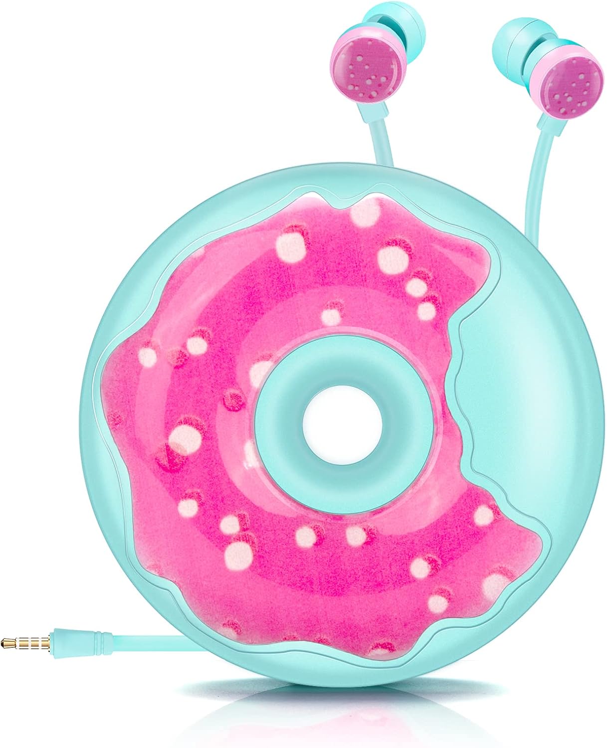 Cute Donut Earbuds for Kids, Kid Size Wired Earbud & in-Ear Headphones with Microphone and Lovely Earphones Storage Case Gifts for School Girls and Boys (Cut Blue)