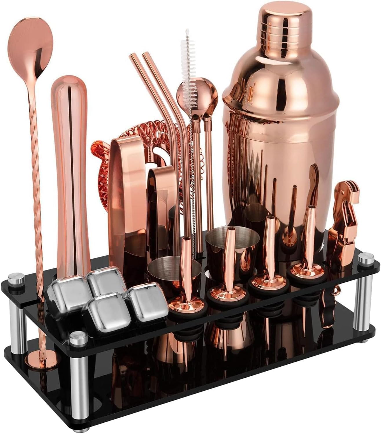 Set de Coctelera de 24 Piezas Rose Gold, Kit de Bartender