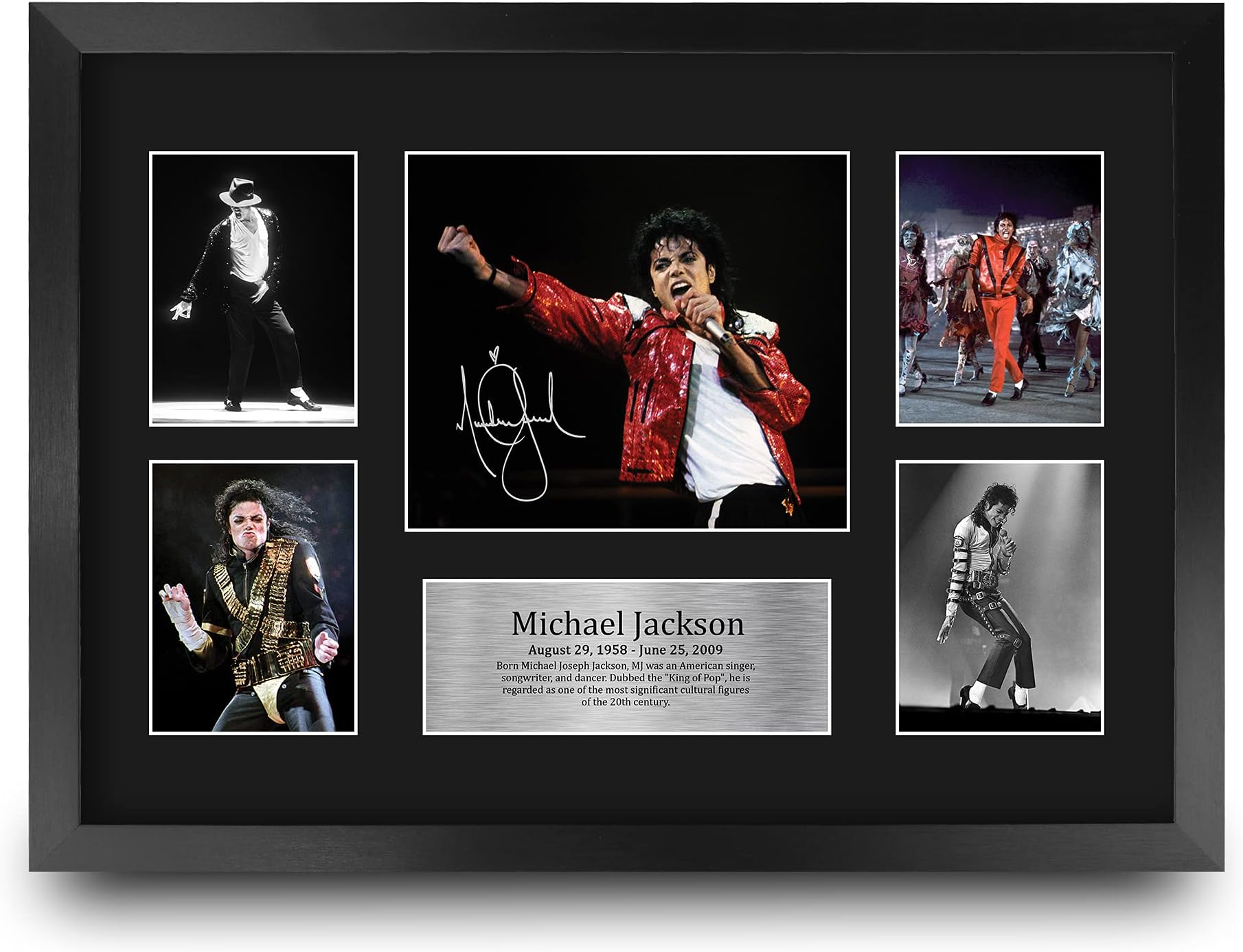 HWC Trading FR A3 Michael Jackson Gifts Printed Signed Autograph Photo for Music Fans - A3 Framed