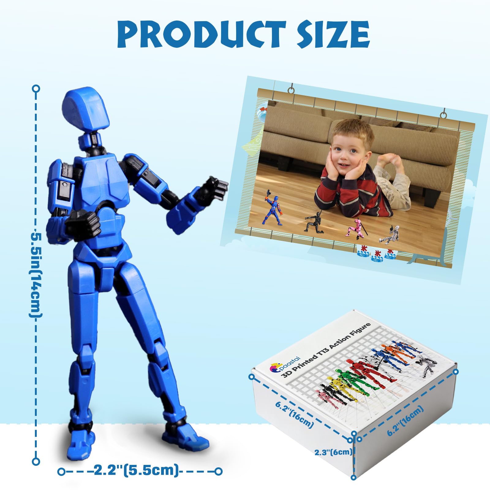 10 Pcs Action Figures T13(Assembly Required),Multi-Jointed Detachable Titan Action Figure with 10 Colors,3D Printed Dummy 13 Action Figure with Accessories for Collectors Desktop Decorations,DIY — view 2