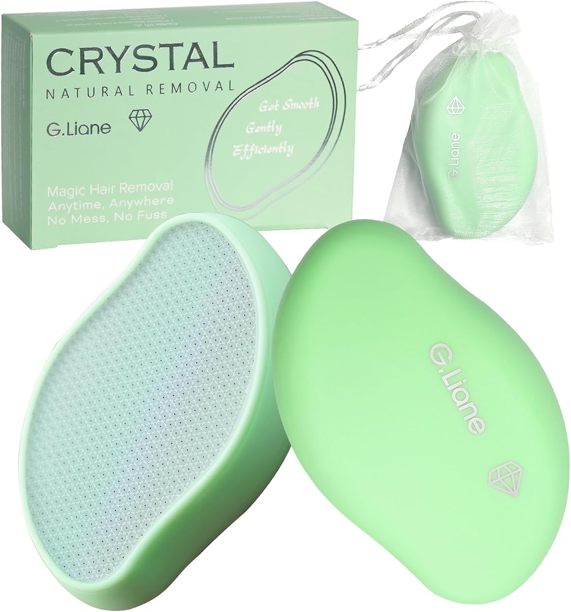 Crystal Hair Eraser Glass Hair Removal Hair Remover(Grass Green) | Epilator Premium Painless Nano Exfoliation for Women,Natural Gentle and Efficient Shaver Trimmer on Leg Arm