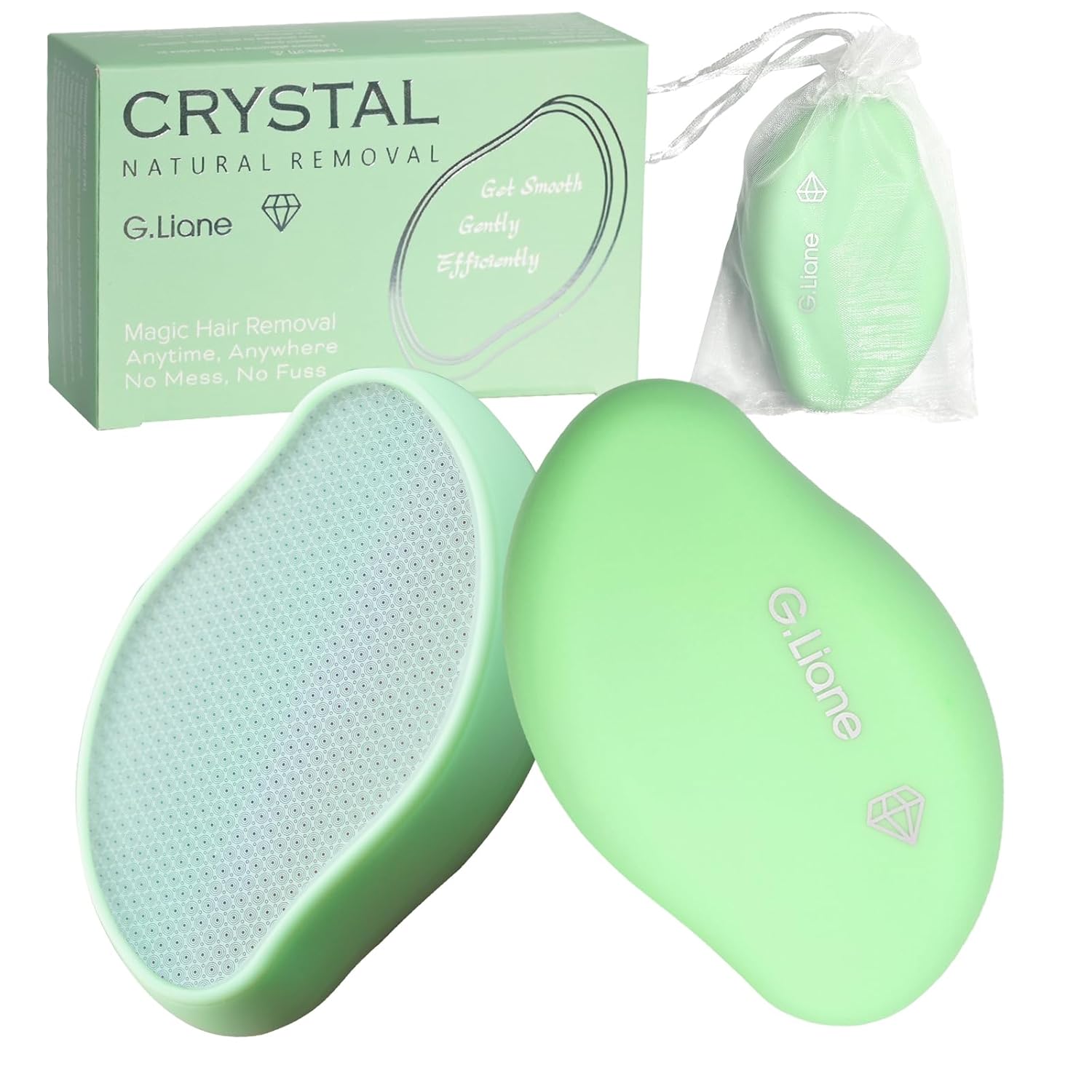 Premium Crystal Hair Eraser,Painless Exfoliation Hair Removal Epilator,Nano Glass Hair Remover for Women,Natural Gentle and Efficient Shaver Trimmer on Leg Arm(Grass Green)