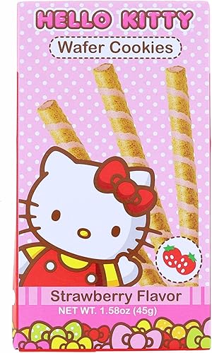 Hello Kitty Galletas de oblea de fresa  Paquete de 1.58 onzas