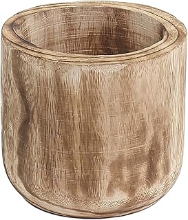CYS EXCEL 6.25'' Burnt Finish Cylinder Planter Lightweight Natural Wood Cachepot for Indoor Plants, Succulents, Herbs, Home & Office Decor