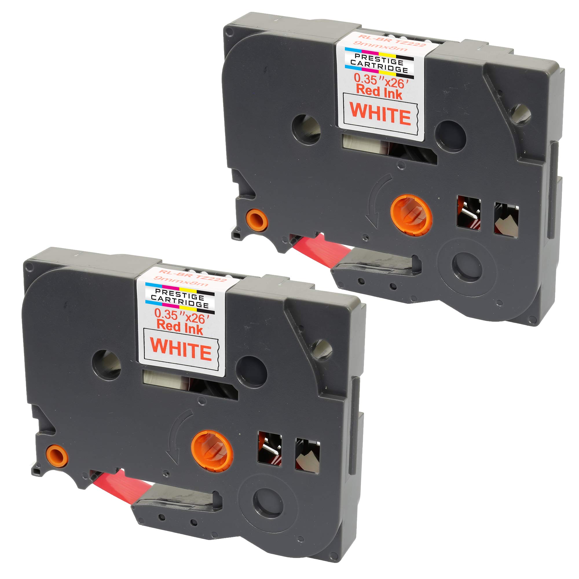 2X Compatible Label Tapes TZ-222 TZe-222 Red on White 9mm x 8m for PT-1000 1005 1010 3600 9600 D200 D210 D210VP D600VP E100 E300VP E550WVP H101C H101GB H105 H110 H300 H500 P700 P750W