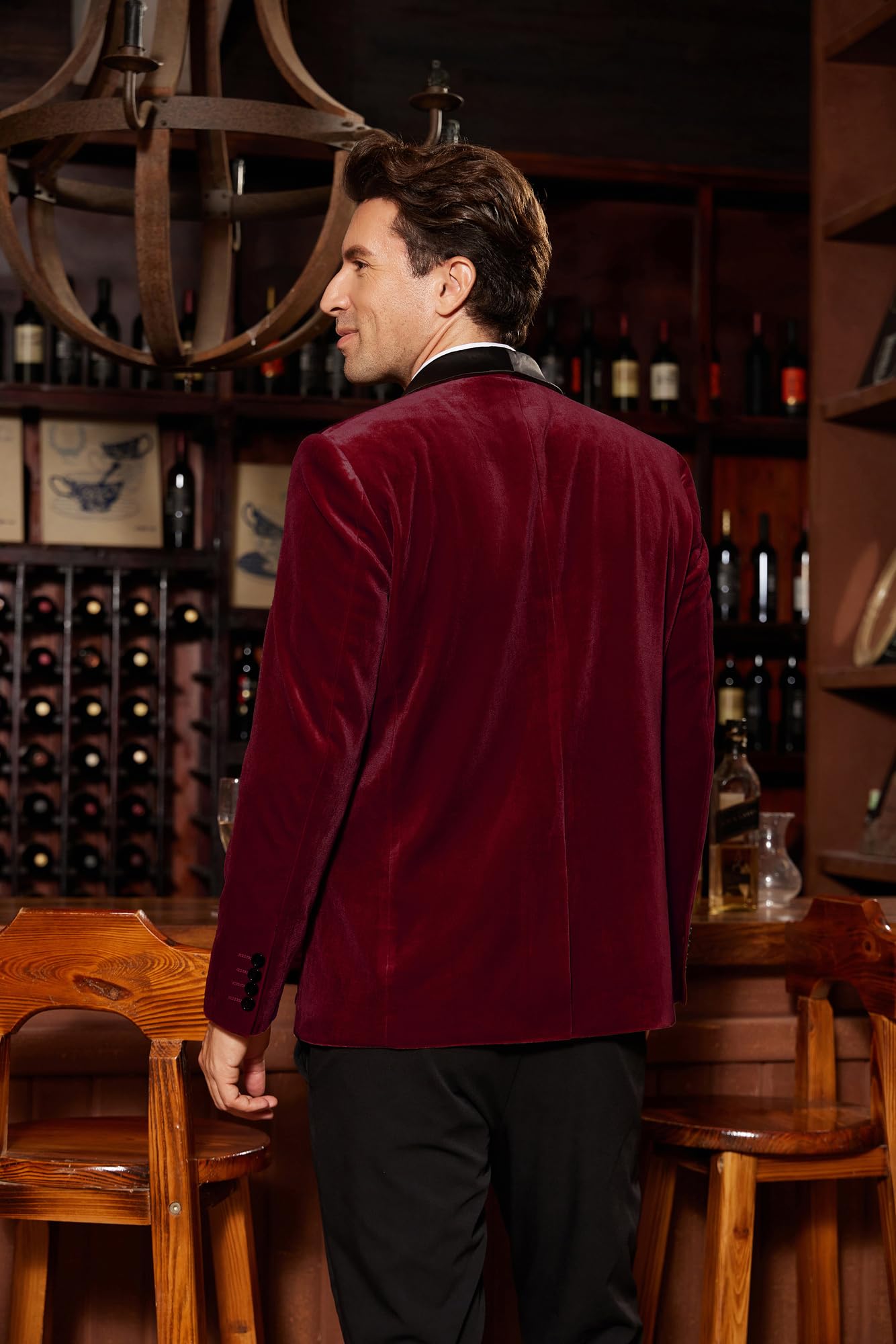 GRACE KARIN Blazer de un botón para Hombre, Ajuste Regular, Chaqueta de Traje de Terciopelo, Chaqueta de Fiesta para Boda, Navidad
