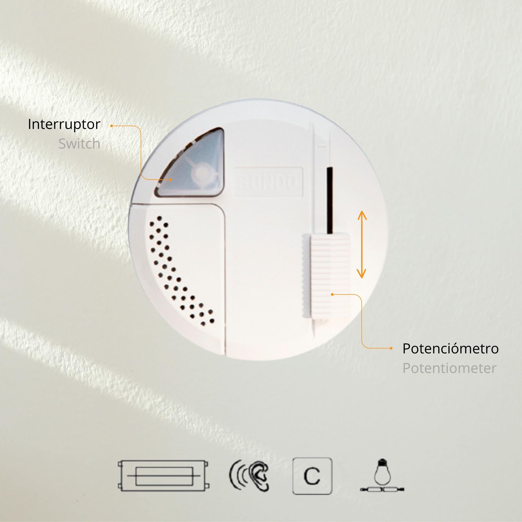 Interruptor Regulador de luz para lámpara de pie | Luz Regulable lampara 4-100W | Dimmer para lámparas de suelo | Atenuador de Intensidad para Luces LED | Fabricado en Italia | Color Blanco