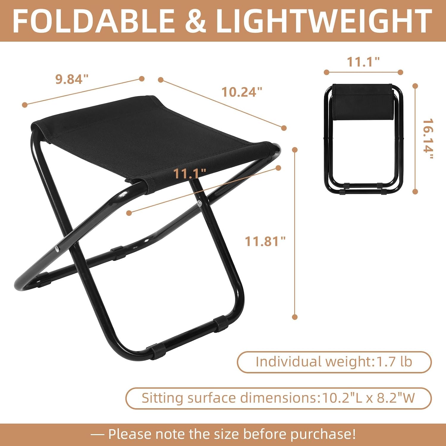 Camping Stool 4 Pack, Small Portable Folding Stool for Outdoor, Semi-Folding Foot Rest, Foldable Footstool for Picnic Fishing Hiking