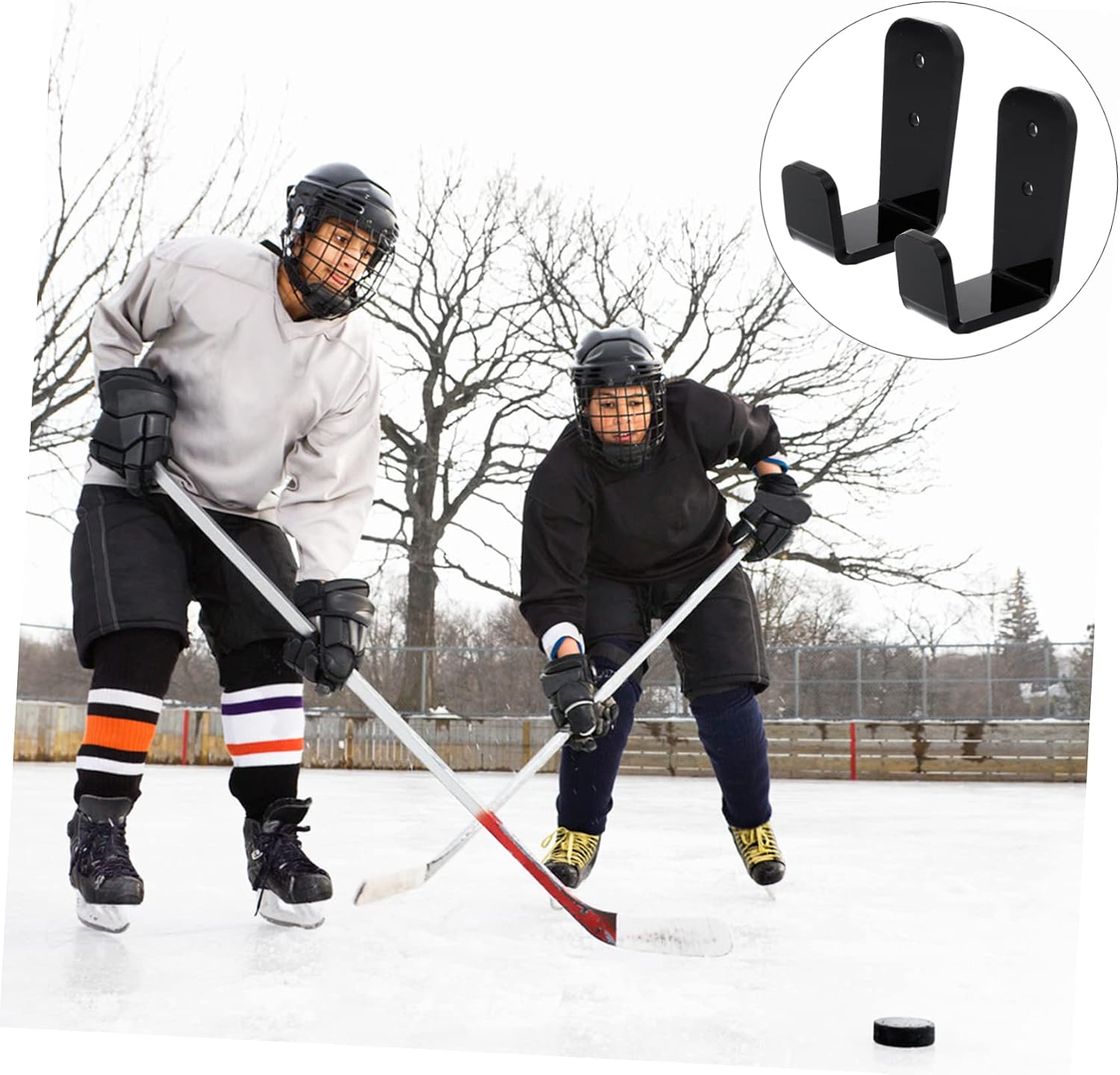 8 Sets Hockey Stick Rack Trekking Poles Shelf Putter Mount Helmet Racks Baseball Bat Stand Baseball Bat Display Case Fishing Pole Rack Acrylic on Foot Drying Rack Travel, Black