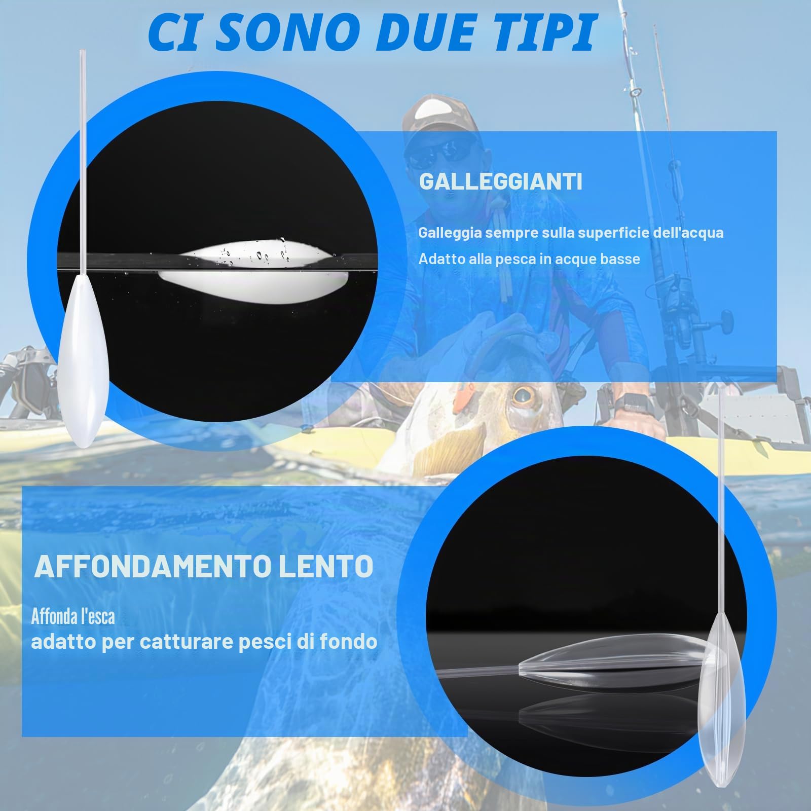 ACTOYS 8 Galleggianti da Pesca, Bombarda Galleggiante, Bombarda Affondante, Fishing Sbirolino Set, 6g/10g/15g/20g, Accessori da Pesca Trota