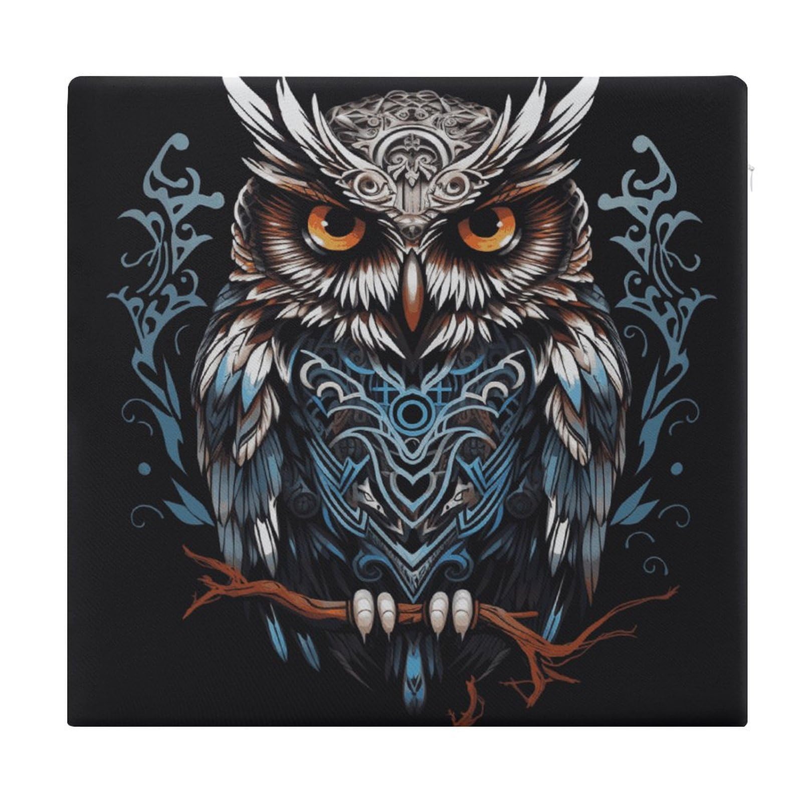 FekiLoot Owl Seat Cushion for Dining Chairs Breathable Square Chair Pads Memory Foam Chair Cushions Comfortable Non-Slip Seat Pad Meditation Floor Pillow 13.8”x15”
