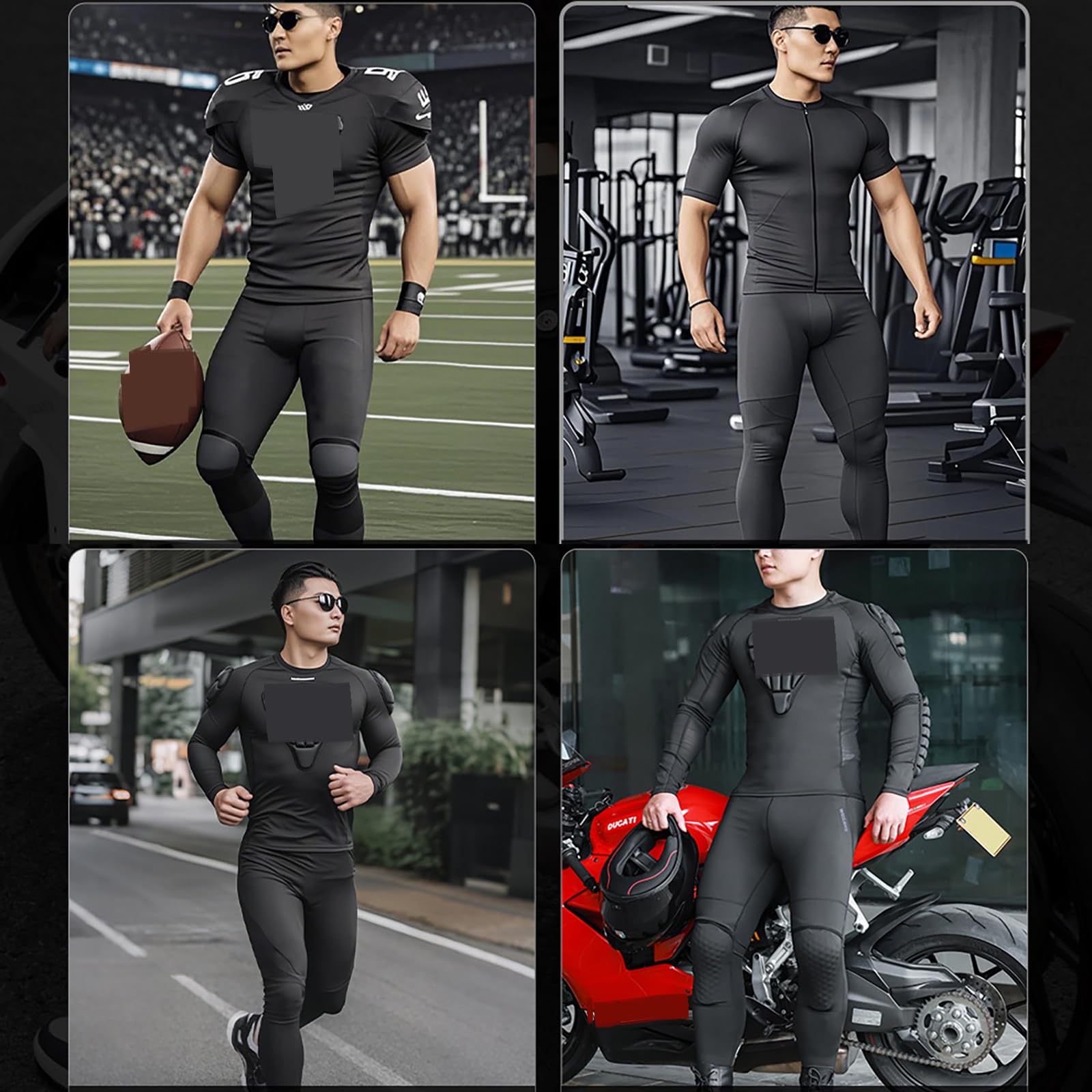 ARMAAN Pantalon moto pour homme – Legging blindé avec protections genoux et hanches – Pantalon de protection extensible et respirant – Équipement moto réfléchissant pour cyclisme et VTT