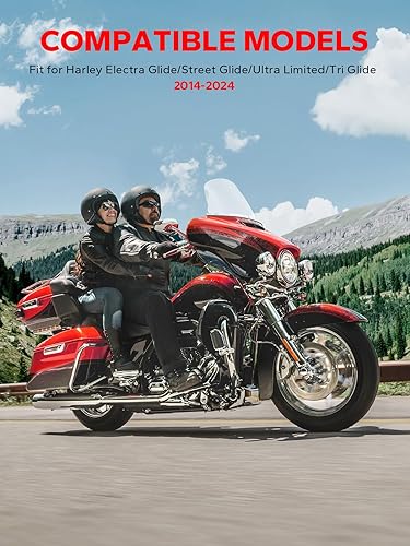 Miniatura 53 de Amazicha Parabrisas ondulado negro de 7 pulgadas compatible con Harley Davidson Touring Street Glide/Electra Glide/Ultra Limited/Tri Glide FLHT FLHX