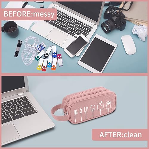 Miniatura 6 de HESTECH Organizador de cargador, organizador electrónico de viaje, organizador de cables de cable, bolsa de viaje para accesorios electrónicos