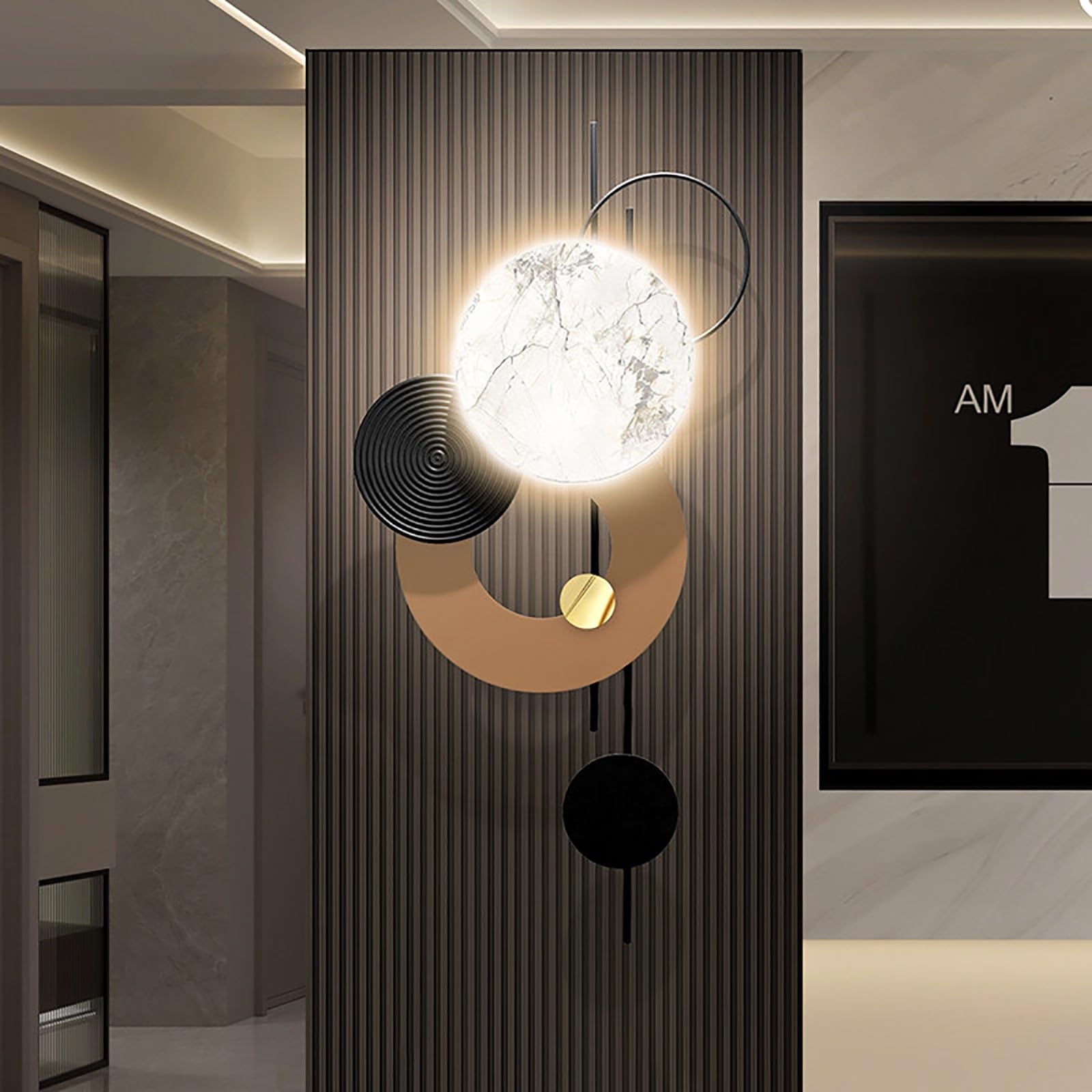Grande decorazione artistica da parete a LED in metallo 3D, scultura da parete, scultura da appendere, decorazione moderna da parete per soggiorno, corridoio, ingresso