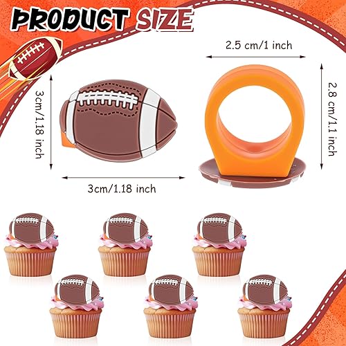 Miniatura 8 de 48 anillos de fútbol para decoración de cupcakes de fútbol, decoraciones de fiesta deportiva, anillos de magdalena para niños, cumpleaños, juegos de