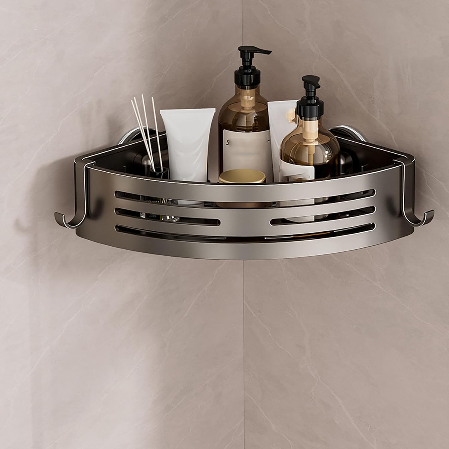 SRURLLUG Corner Shower Caddy Suction Cup Adjusatble Suction Cup Shower Rack Drill-Free Shower Shelf Wall Mounted Rack Storage