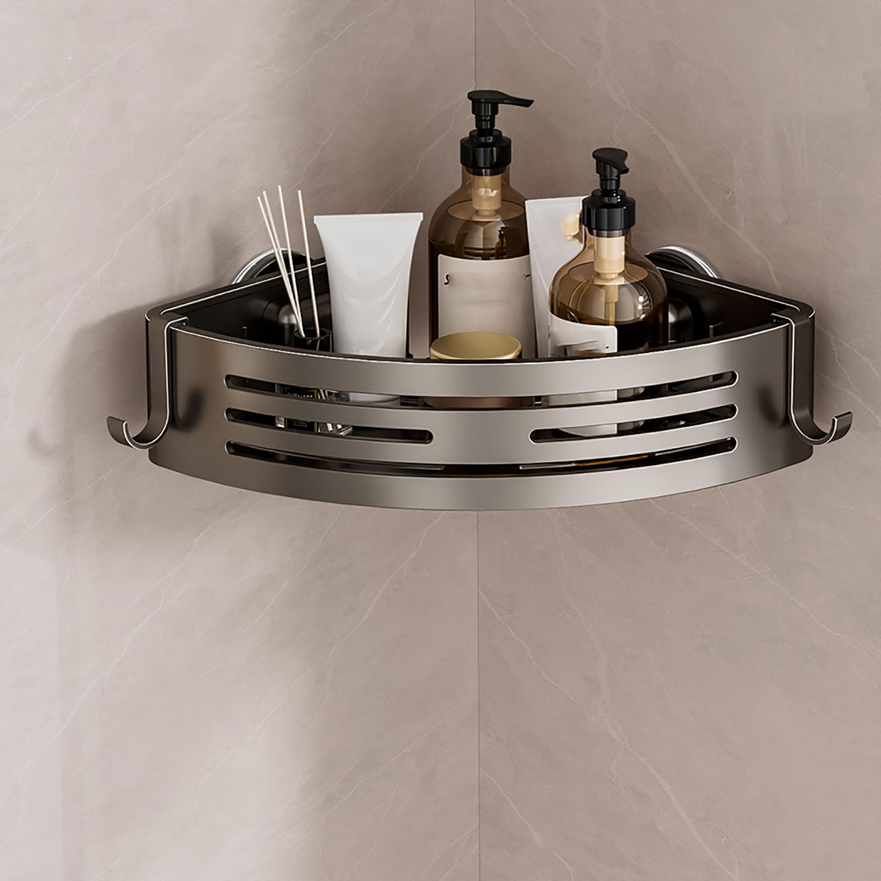 SRURLLUG Corner Shower Caddy Suction Cup Adjusatble Suction Cup Shower Rack Drill-Free Shower Shelf Wall Mounted Rack Storage