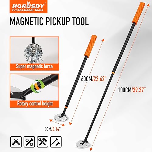Miniatura 6 de HORUSDY Barredora magnética rodante de 36 pulgadas con ruedas, herramienta de recogida magnética telescópica de 40 pulgadas, mango ajustable, imán
