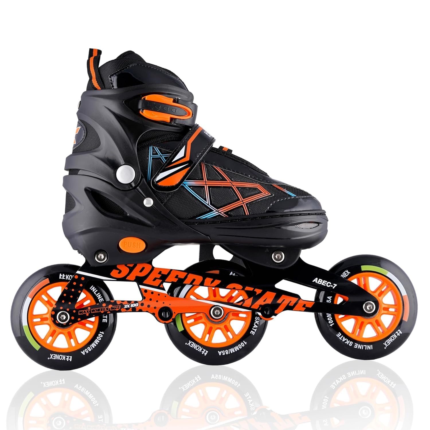 TRENDWAY TOYS 3 Wheel Inline Skates | Adjustable PU Wheel Roller Skating Shoes for Boys and Girls (Large, 35-38, Orange) (B0DC6SL74R) Amazon Price History, Amazon Price Tracker